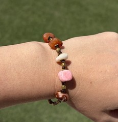 handmade Agate stone Lesbian pride Beaded Stretch Bracelet