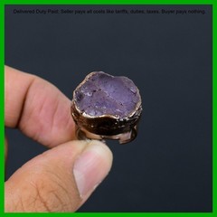 African Amethyst Rough Gemstone Stackable February Electroformed New Ring Copper