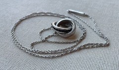 DUEROS Double Ring Necklace Sterling Zirconia Love Future 24″ Unisex Barcelona