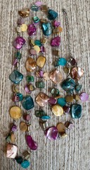 NWT Croft & Barrow Multi Color Sparkly SHELL Extra Long Statement Necklace $36