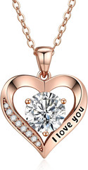 18K Gold Plated Moissanite Heart Cross Necklace for Women Anniversary Birthday G