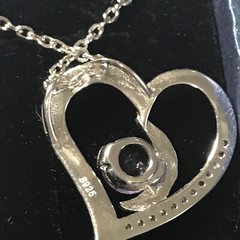 Sterling Silver Heart Purple Stone I love you to Moon and Back 925 Necklace 18″