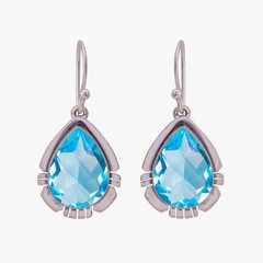 Blue Topaz 925 Sterling Silver Earring, Christmas Gift, Gift For Her E14433