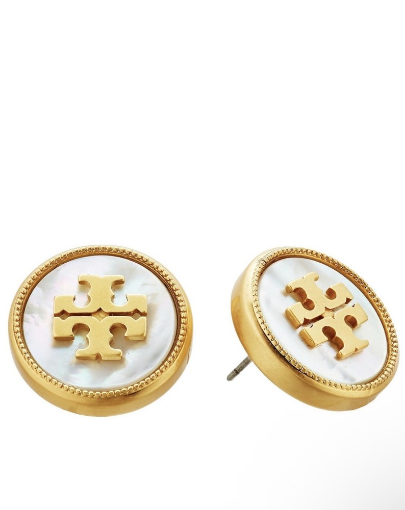Tory Burch Semi Precious Logo Stud Earrings Style 33456 New large gift sexy