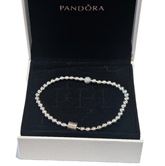 NEW 100% Authentic PANDORA 925 Silver Beads & Pave Ball Chain Bracelet 598342CZ