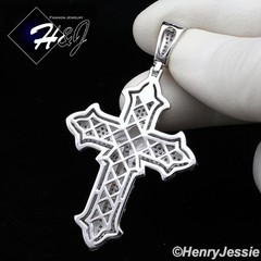 MEN 925 STERLING SILVER BLING MOISSANITE 3D JESUS CHRIST CROSS PENDANT*MRGP562