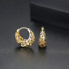 Gold Plated Hoop Dangle Earrings 17mm Fashion Jewelry Women Color Gold, Silver