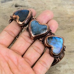 Labradorite Copper Gift For Love Electroformed Chain Adjustable Bracelet 9.0″