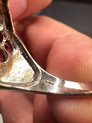 Molloy Thailand 925 Sterling Silver Red Garnet Cluster Ring White Sapphire Sz 10