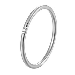 Stainless Steel Thin CZ Band Women 1mm Geometric Prong Classic Wedding Jewelry