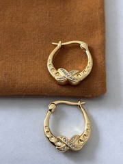 Sterling Silver Gold Plated Infinity Heart Huggie Hoop CZ Earrings