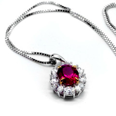 Ruby Princess – Pink, Clear Zircon Rhodium & Gold Plated Silver Necklace/Pendant