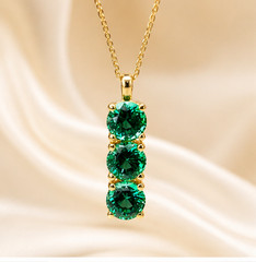 2Ct Round Cut Simulated Emerald Stunning Pendant Necklace 14K Yellow Gold Plated