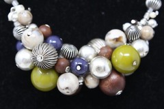 Chico’s Silver Tone Bead Cluster Necklace 16-20 in Adj. #J7