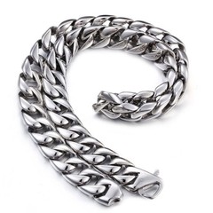 High Polished Mens Chain 316L Stainless Steel Curb Link Necklace Christmas Gift