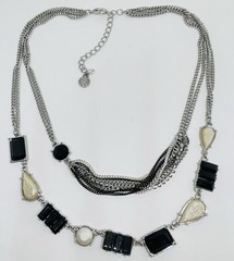 Black & Ivory Layered Simply Vera Vera Wang Statement Necklace Multi Chain 20”