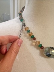 Source Unknown Multicolor Faceted Bead Necklace in Teal, Amber & Purple