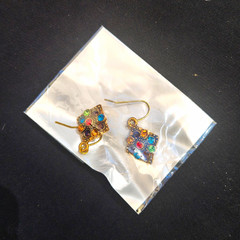 Gold Tone Multicolor Crystal Rhinestone Elephant Dangle Hook Earrings