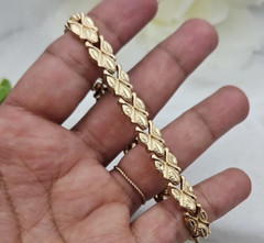 Gold Vintage Bracelet for Women, Diamond Cut Bracelet, 14k Heavy Plated Gold