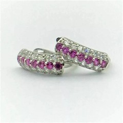14K White Gold Plated 2Ct Round Cut Simulated Sapphire Women’s Hoop Earring
