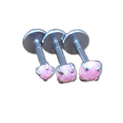 Pink Opal 16/18/20G Flat Back Earrings Surgical Steel Nose Rings Ear Studs NEW
