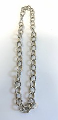 Designer Inspired Two Tone Oval Twisted Cable Link Chain Necklace EUC