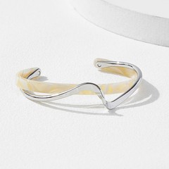 White Acrylic Bracelets Board Bend Metal Bangles Womens Hand Bracelets Geometric