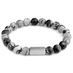 1 pc Natural Stone Bead Bracelet Tiger Eye Lava Stainless Steel