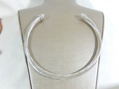 VINTAGE RIGID COLLAR SILVER TONE WIRE WRAPPED STATEMENT TORC NECKLACE