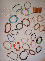 Huge Lot 30 Stackable Beaded Bracelets Glass Shell Stone Crystal Rhinestone Boho