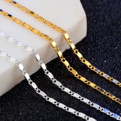 2mm Men Woman 925 Silver Plated Flat Sequins Sparkling Chain Necklace 16-30”