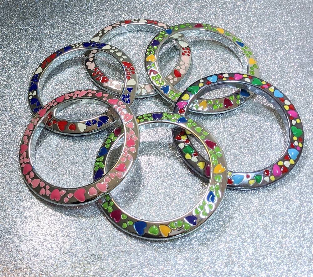 Wholesale Bangles Lot of 6 Resin Bangle Colorful Heart Stackable Free Ship