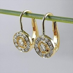 925 Silver Round Cut Simulated Diamond Drop Earrings In 14k Yellow Gold Plated
