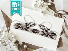 Brown and Gold Ukrainian Beaded Jewelry Set – Handmade Choker Necklace & Fringe