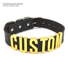 Kink Party Personalized Name Collar Necklace PU Leather Choker BDSM Accessory W2