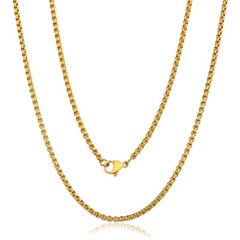 1/2Pcs 2mm Thin Box Link Gold Plated Stainless Steel Chain Necklace for Pendant