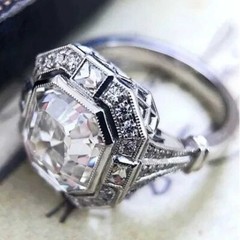 Elegant 925 Sterling Silver White Topaz Charms Wedding Engagement Ring Size 9