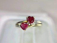2Ct Heart Cut Simulated Ruby Valentine Women’s Heart Ring 14k Yellow Gold Plated