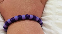 Purple Plastic Round Beaded Stretch Bracelet Slip-On, Sizable