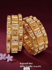 Premium Brass Rajwadi 6 Pcs Chudla Set – Traditional Designer Bangles (Sizes 2.4