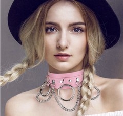 Harajuku Chocker Lock Key Rivets Black Goth Punk Choker