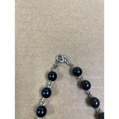 Black Cluster Bead Statement Necklace Silver Tone Chunky Bib 18 Inch