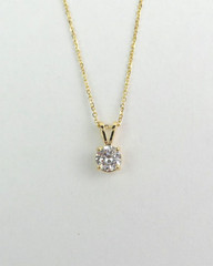 Lab Grown 1.00 Ct Round EF VS Diamond Prong Solitaire Necklace in 14K White Gold