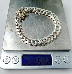 Heavy 51g Solid .999 Fine Silver Miami Cuban Link Bracelet 10mm 8in Box Clasp