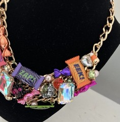 Betsey Johnson Necklace Halloween Candy Statement Chunky Charms Glow In Dark NWT