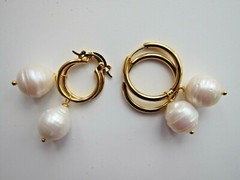 Huge or Small White Cultured Baroque Pearl on Hoop Earrings Silver Gold 7- 14mm