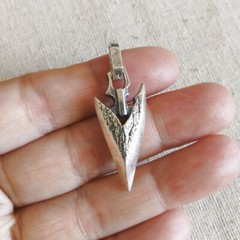 Solid 925 Sterling Silver Arrowhead Pendant Rich Texture Boho Unique Great Gift