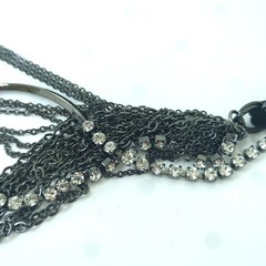 LANVIN COLLECTION Necklace Black and Gray Crystal Rhinestones