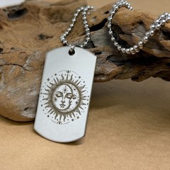 Sun and the Moon Dog Tag Necklace Ball Chain Pendant 60cm Japan