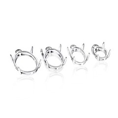 Silver Prong Settings – Rhodium Plated Universal Mounts for Pendants, Earrings